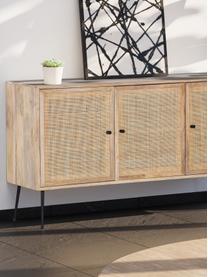 Credenza in legno di mango Larry, Gambe: metallo verniciato, Marrone, Larg. 145 x Alt. 80 cm