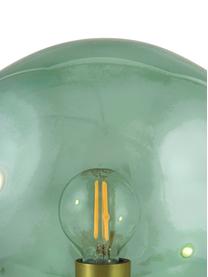 Petite lampe à poser boule en verre teinté Milla, Vert, couleur laitonnée, noir