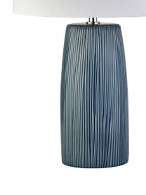 Tischlampe Bianca aus Keramik, Lampenfuß: Keramik, Lampenschirm: Textil, Dekor: Metall, Weiß, Blau, Ø 30 x H 49 cm