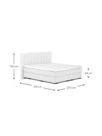 Premium boxspring bed Lacey in lichtgrijs, Matras: 7-zones-pocketverenkern m, Poten: massief gelakt beukenhout, Geweven stof lichtgrijs, 140 x 200 cm