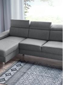 Sofa narożna z funkcją spania Espace, Tapicerka: 100% aksamit poliestrowy, Nogi: metal lakierowany, Szary, matowy, S 257 x G 182 cm