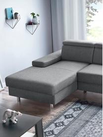 Sofa narożna z funkcją spania Espace, Tapicerka: 100% aksamit poliestrowy, Nogi: metal lakierowany, Szary, matowy, S 257 x G 182 cm