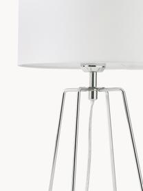 Lampada da tavolo con finitura Karolina, Paralume: tessuto, Base della lampada: metallo cromato, Bianco, cromato, Ø 25 x Alt. 49 cm