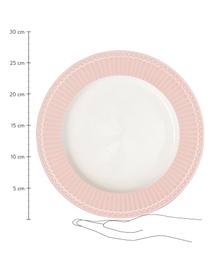 Assiette plate en porcelaine Alice, 2 pièces, Grès cérame, Rose, blanc, Ø 27 cm