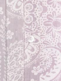 Housse de couette coton bio renforcé à motif paisley Manon, Lavande, blanc, à imprimé, larg. 140 x long. 200 cm