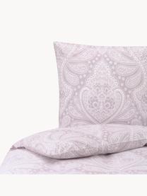 Housse de couette coton bio renforcé à motif paisley Manon, Lavande, blanc, à imprimé, larg. 140 x long. 200 cm