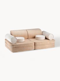 Sofa modułowa dla dzieci Sugar, Tapicerka: sztruks (100% poliester) , Beżowy sztruks, kremowobiały, S 132 x G 79 cm