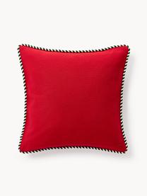 Housse de coussin 45x45 en coton brodé Mary, 100 % coton, Rouge, blanc, larg. 45 x long. 45 cm