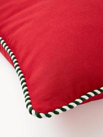 Housse de coussin 45x45 en coton brodé Mary, 100 % coton, Rouge, blanc, larg. 45 x long. 45 cm