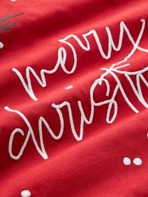 Copricuscino in cotone ricamato con motivo natalizio Mary, 100% cotone, Rosso, bianco, Larg. 45 x Lung. 45 cm