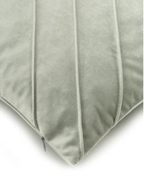 Fluwelen kussenhoes Leyla in saliegroen met structuurpatroon, Fluweel (100% polyester), Groen, B 30 x L 50 cm