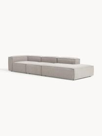 Chaise longue componibile XL in bouclé Lennon, Rivestimento: bouclé (100% poliestere) , Struttura: legno di pino massiccio, , Piedini: plastica Questo prodotto , Bouclé taupe, Larg. 357 x Prof. 119 cm, schienale a destra