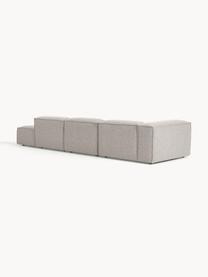 Chaise longue componibile XL in bouclé Lennon, Rivestimento: bouclé (100% poliestere) , Struttura: legno di pino massiccio, , Piedini: plastica Questo prodotto , Bouclé taupe, Larg. 357 x Prof. 119 cm, schienale a destra