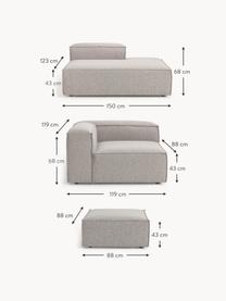 Chaise longue componibile XL in bouclé Lennon, Rivestimento: bouclé (100% poliestere) , Struttura: legno di pino massiccio, , Piedini: plastica Questo prodotto , Bouclé taupe, Larg. 357 x Prof. 119 cm, schienale a destra