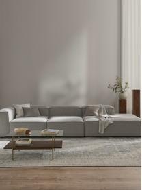 Chaise longue componibile XL in bouclé Lennon, Rivestimento: bouclé (100% poliestere) , Struttura: legno di pino massiccio, , Piedini: plastica Questo prodotto , Bouclé taupe, Larg. 357 x Prof. 119 cm, schienale a destra