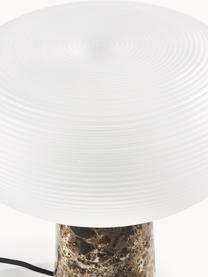 Tischlampe Mariella mit Marmorfuss, Lampenschirm: Glas, Weiss, Dunkelbraun, marmoriert, Ø 32 x H 33 cm