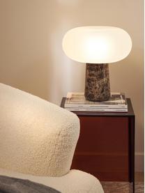 Tafellamp Mariella met marmeren voet, Lampenkap: glas, Lampvoet: marmer, metaal, Wit, donkerbruin, gemarmerd, B 32 x H 33 cm