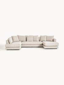 Narożna sofa modułowa Tribeca, Tapicerka: 100% poliester Dzięki tka, Stelaż: drewno bukowe, drewno sos, Nogi: drewno sosnowe Ten produk, Jasnobeżowa tkanina, S 356 x G 192 cm, lewostronna