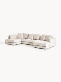 Narożna sofa modułowa Tribeca, Tapicerka: 100% poliester Dzięki tka, Stelaż: drewno bukowe, drewno sos, Nogi: drewno sosnowe Ten produk, Jasnobeżowa tkanina, S 356 x G 192 cm, lewostronna