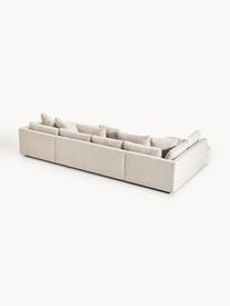 Narożna sofa modułowa Tribeca, Tapicerka: 100% poliester Dzięki tka, Stelaż: drewno bukowe, drewno sos, Nogi: drewno sosnowe Ten produk, Jasnobeżowa tkanina, S 356 x G 192 cm, lewostronna