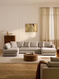 Narożna sofa modułowa Tribeca, Tapicerka: 100% poliester Dzięki tka, Stelaż: drewno bukowe, drewno sos, Nogi: drewno sosnowe Ten produk, Jasnobeżowa tkanina, S 356 x G 192 cm, lewostronna