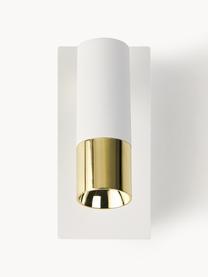 Verstelbare LED wandspot Bobby, Lampenkap: gepoedercoat metaal, gega, Wit, goudkleurig, B 7 x H 15 cm