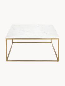 Grande table basse en marbre Alys, Blanc marbré, doré, larg. 120 x prof. 75 cm