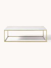 Grande table basse en marbre Alys, Blanc marbré, doré, larg. 120 x prof. 75 cm