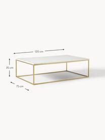 Grande table basse en marbre Alys, Blanc marbré, doré, larg. 120 x prof. 75 cm