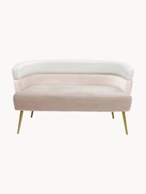 Samt-Sofa Sandwich (2-Sitzer) im Retro-Design, Bezug: Polyestersamt, Füße: Metall, pulverbeschichtet, Samt Beigetöne, Goldfarben, B 125 x T 64 cm