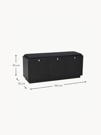 Banc en bois Confetti, Tissu noir, noir, larg. 106 x prof. 35 cm