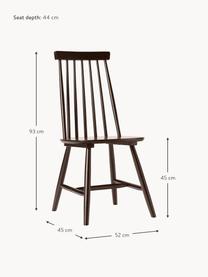 Windsor houten stoelen Milas in donkerbruin, set van 2, Gelakt rubberhout, Rubberhoutkleurig, gelakt, B 52 x D 45 cm