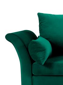 Sametová rozkládací pohovka s úložným prostorem Lola (3místná), Láhvově zelená, tmavě hnědá, Š 245 cm, H 95 cm