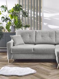 Sofa narożna z funkcją spania i miejscem do przechowywania Sweden, Tapicerka: poliester, Nogi: drewno naturalne, Jasny szary, S 224 x G 149 cm