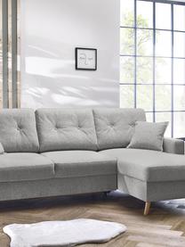 Sofa narożna z funkcją spania i miejscem do przechowywania Sweden, Tapicerka: poliester, Nogi: drewno naturalne, Jasny szary, S 224 x G 149 cm