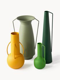 Handgefertigte Deko-Vasen Roman, 4er-Set, Eisen, pulverbeschichtet, Grüntöne, Gelb, Set mit verschiedenen Größen