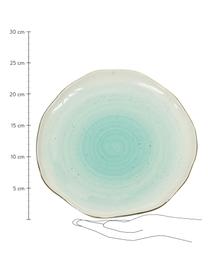 Planos llanos artesanales Bella, 2 uds., Porcelana, Azul turquesa, Ø 26 x Al 3 cm