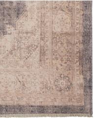 Vloerkleed Maschad Chora in vintage stijl met franjes, 80% katoen, 20% polyester-chenille, Beige, taupe, B 200 x L 290 cm (maat L)