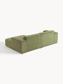 Cord-Ecksofa Melva (3-Sitzer), Bezug: Cord (92 % Polyester, 8 %, Gestell: Massives Kiefernholz, Spa, Cord Olivgrün, B 238 x T 143 cm, Eckteil links