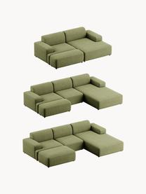 Cord-Ecksofa Melva (3-Sitzer), Bezug: Cord (92 % Polyester, 8 %, Gestell: Massives Kiefernholz, Spa, Cord Olivgrün, B 238 x T 143 cm, Eckteil links