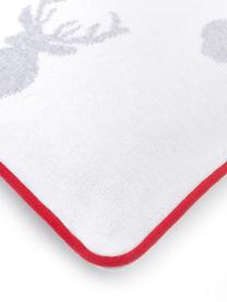 Federa reversibile fatta a maglia fine Foresta, 100% cotone, Bianco crema, grigio chiaro Bordino: rosso, Larg. 30 x Lung. 50 cm