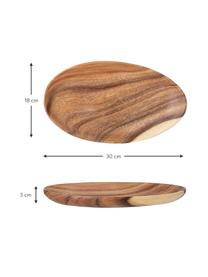 Asymetryczna taca z drewna akacjowego Cata, Drewno akacjowe, olejowane, Brązowy, S 30 x G 18 cm