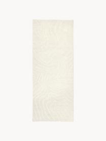 Ručne tuftovaný vlnený behúň Aaron, Krémovobiela, Š 80 x D 300 cm