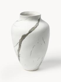 Handgefertigte Vase Latona, marmoriert, Steingut, Weiss , Grau marmoriert, Ø 27 x H 41 cm
