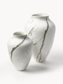 Handgefertigte Vase Latona, marmoriert, Steingut, Weiß , Grau marmoriert, Ø 27 x H 41 cm