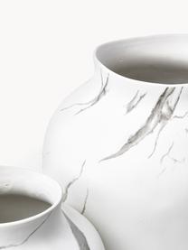 Handgefertigte Vase Latona, marmoriert, H 30 cm, Steingut, Weiß, Grau, marmoriert, Ø 21 x H 30 cm