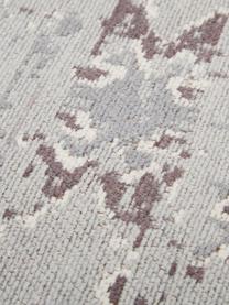 Tapis en chenille vintage tissé à la main Rebel, Gris clair, crème