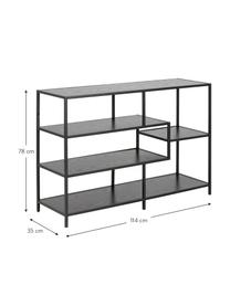 Estantería Seaford, Estantes: tablero de fibras de dens, Estructura: metal con pintura en polv, Negro, An 114 x Al 78 cm