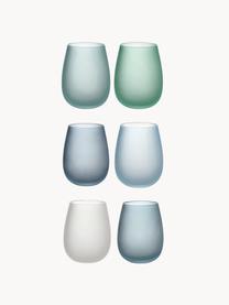 Vasos de colores Happy Hour, 6 uds., Vidrio, Tonos azules y verdes, Ø 7 x Al 11 cm, 500 ml