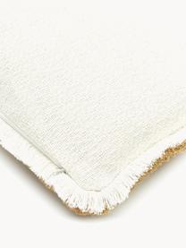 Funda de cojín con flecos Loran, 100% algodón, Amarillo mostaza, blanco crema, An 40 x L 40 cm